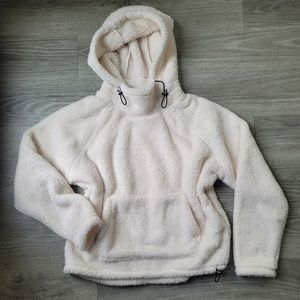 Victorias Secret PINK cream colored sherpa pullover hoodie